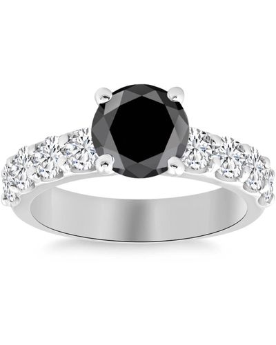 Pompeii3 3 1/4ct Black Moissanite & Diamond Engagement Ring - Metallic