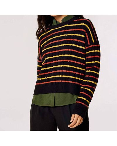 Apricot Plaited Knit Stripe Sweater - Black