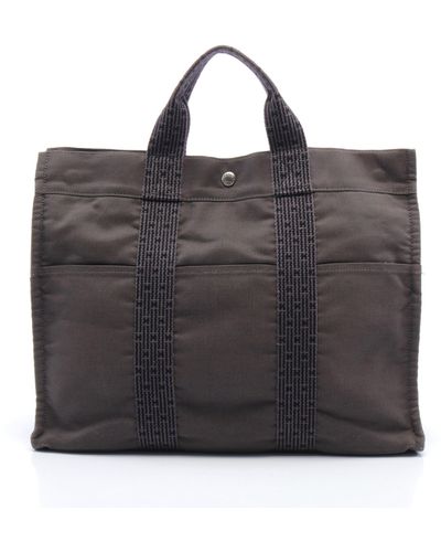 Hermès Yale Line Mm Handbag Tote Bag Nylon Canvas Gray - Black
