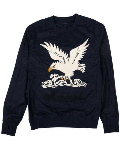 Maharishi Organic Cotton Eagle Woven Track Top - Navy - Blue