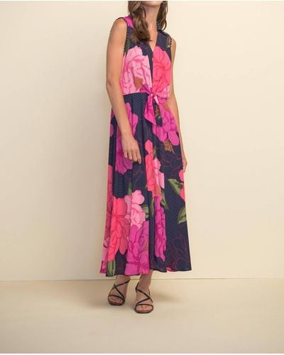Joseph Ribkoff Mixed Floral Midi Dress - Pink