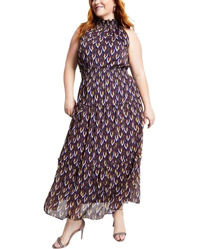 Taylor Plus Tiered Polyester Maxi Dress - Purple