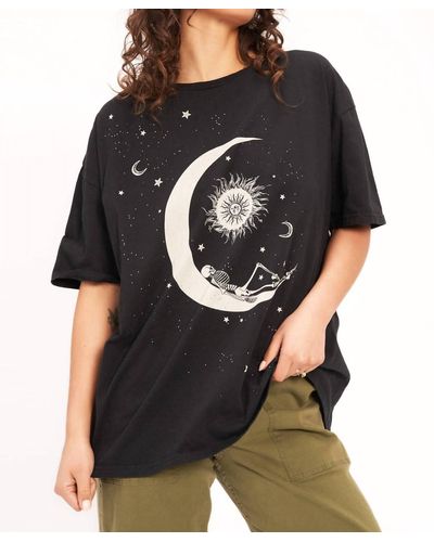 Project Social T Skeleton Sun And Moon Oversized Tee - Black