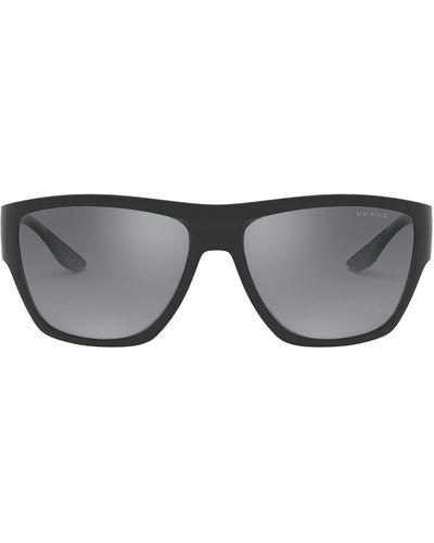 Prada Linea Rossa Ps 08vs Ufk09f Wrap Sunglasses - Black
