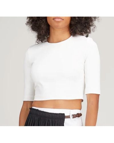 Rosetta Getty Button Back Cropped Top - White