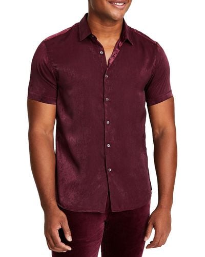 INC Satin Regular Fit Button-down Shirt - Purple