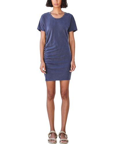 Sundry Shirred T-shirt Dress - Blue