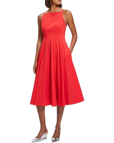 Theory Dr. Luxe Sleeveless Knee Length Fit & Flare Dress - Red