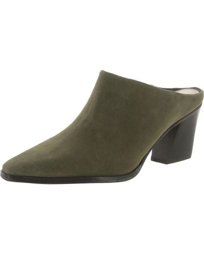 Vince Camuto Egwenny Leather Block Heel Mules - Green