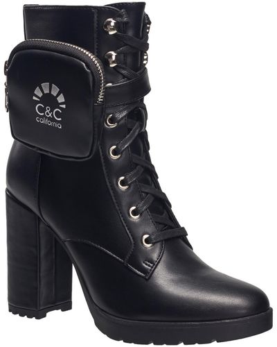 C&C California Ccnixon Vegan Leather Round Toe Ankle Boots - Black