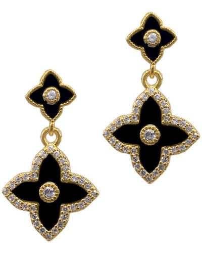 Adornia Clover Drop Earrings Gold - Black
