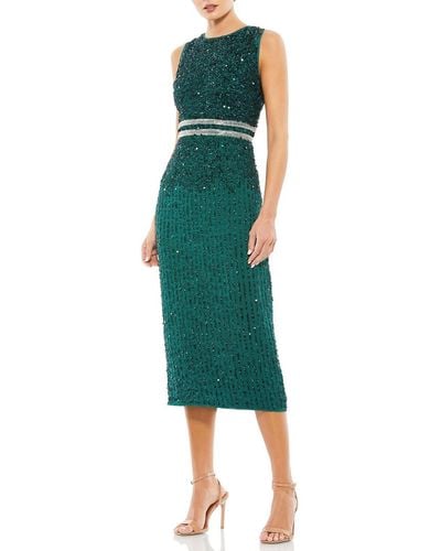 Mac Duggal Sequined High Neck Cocktail And Party Dress - Green