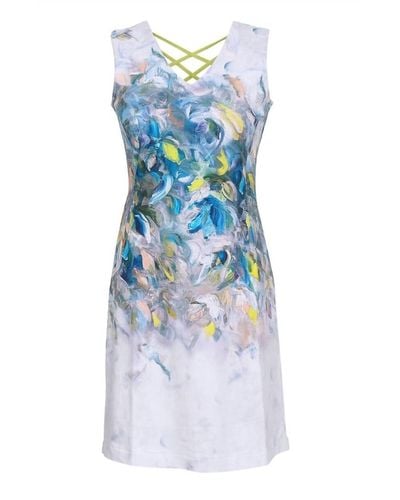 Dolcezza Bath Of Nature Abstract Art Dress - Blue