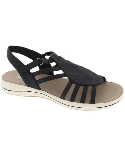 Easy Street Gemi Faux Leather Open Toe Gladiator Sandals - Black