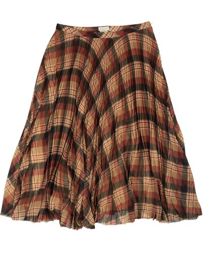 Dries Van Noten Multicolor Sax Plaid Pleated Skirt - Brown