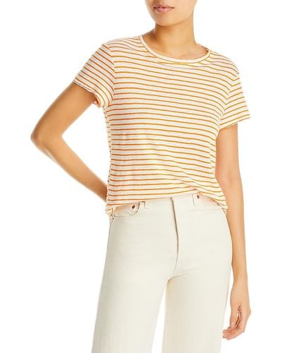 FRAME Striped Tee Pullover Top - White