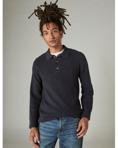Lucky Brand Cloud Soft Polo Sweater - Blue