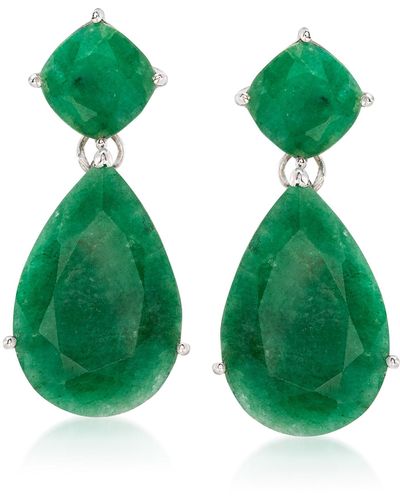 Ross-Simons Emerald Drop Earrings - Green