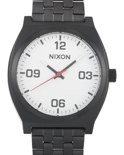 Nixon Time Teller Corp Black / White 37 Mm Watch A1247 005 - Metallic