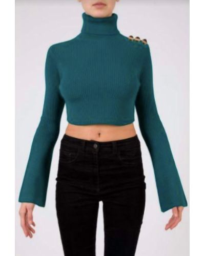 Elisabetta Franchi Cropped Turtleneck Sweater - Blue