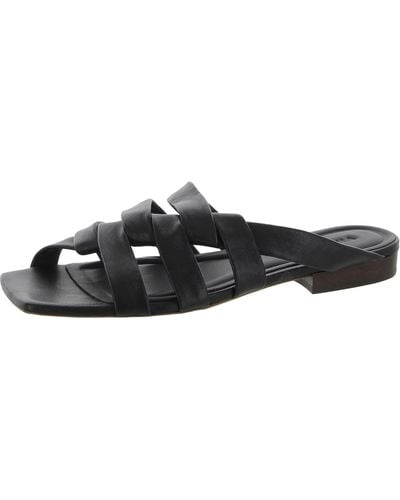 Vince Zayna Leather Slip On Slide Sandals - Black