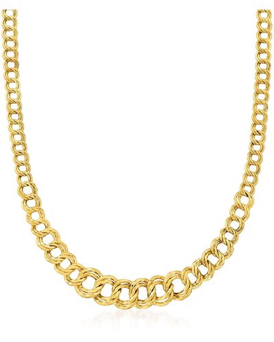 Ross-Simons 14kt Yellow Gold Graduating Double-oval Link Necklace - Metallic