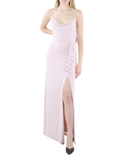 Aqua Sleeveless Maxi Evening Dress - Pink