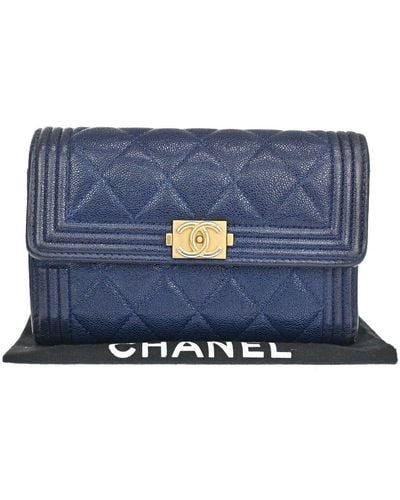 Chanel Boy Leather Wallet (pre-owned) - Blue