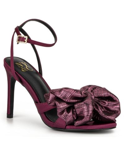 New York & Company Tina Bow Heel Satin Buckle Heels - Pink