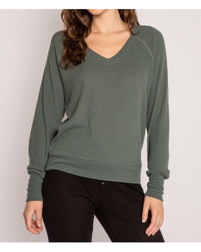 Pj Salvage Long Sleeve Textured Knit Top - Gray