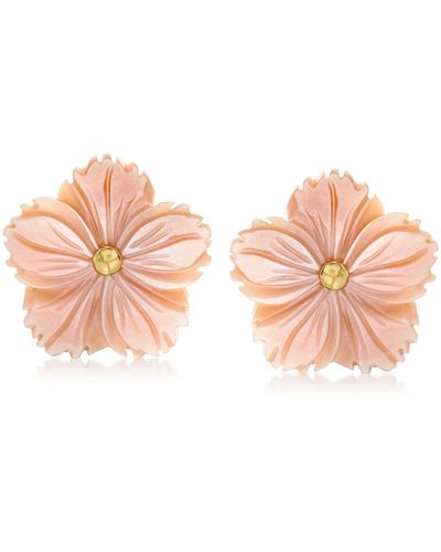 Ross-Simons Italian Mother-of-pearl Flower Earrings - Pink