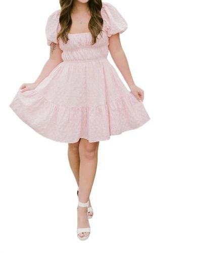 Olivaceous Eyelet Baby Doll Dress - Pink