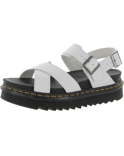 Dr. Martens Voss Ii Hydro Leather Cushioned Footbed Flatform Sandals - Metallic