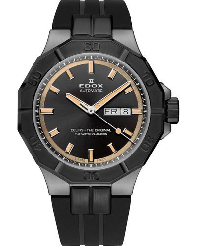 Edox Delfin The Original 43mm Automatic Watch - Black