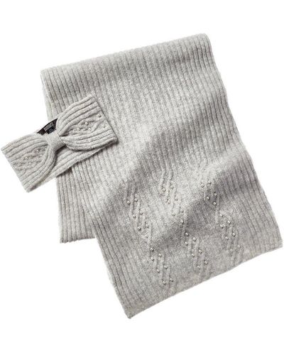Badgley Mischka Cable-knit Headband & Scarf Set - Gray