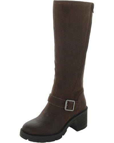 Lucky Brand Scoty Leather Pull On Knee-high Boots - Brown