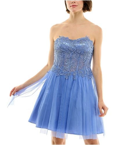 Bcx Juniors Lace Mini Fit & Flare Dress - Blue