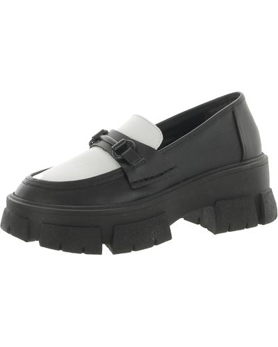 Steve Madden Trifecta Patent Flatform Fashion Loafers - Green