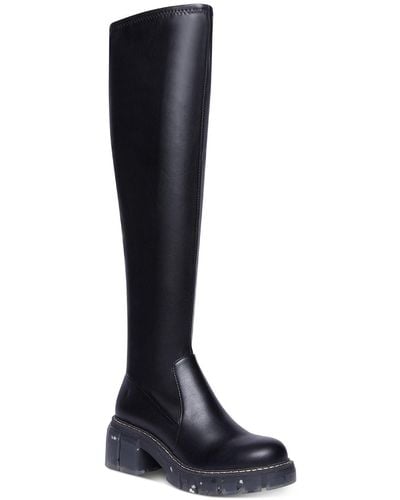 Steve Madden Rosaliaa Faux Leather Chunky Knee-high Boots - Black