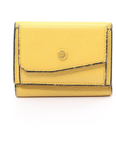 Valextra Compact Perth Trifold Wallet Leather - Yellow