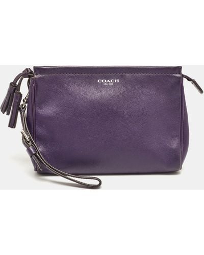 COACH Leather Wristlet Clutch - Purple