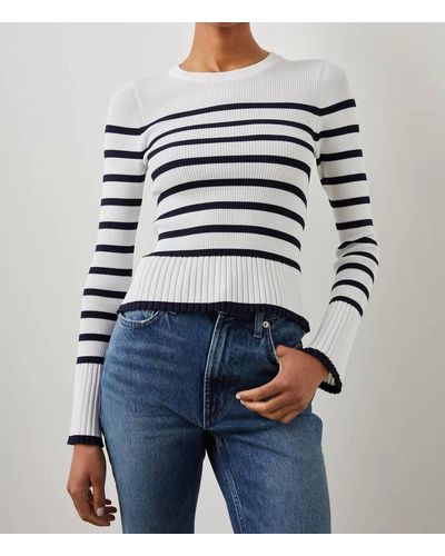 Rails Gemma Sweater In Ivory Navy Stripe - White
