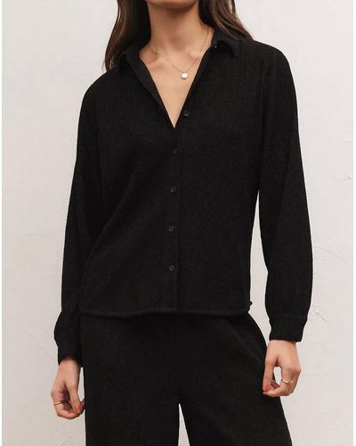 Z Supply Lyrical Crinkle Knit Shirt - Black