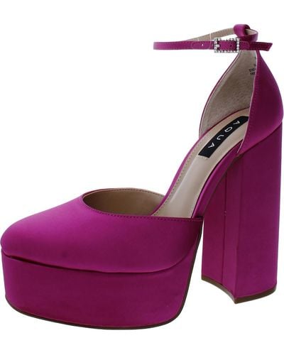 Aqua Lisa Pumps Ankle Strap Platform Heels - Purple