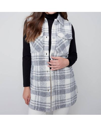 Charlie b Boiled Wool Long Paid Vest - Gray