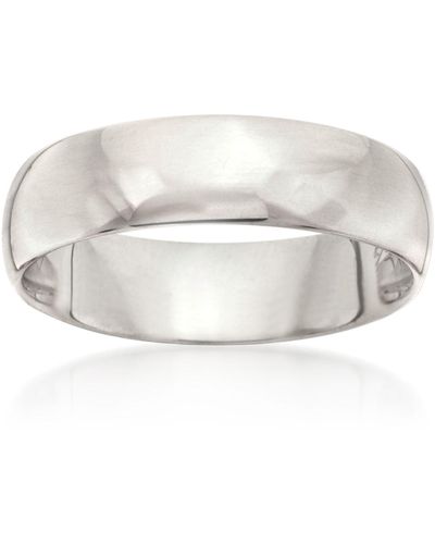 Ross-Simons 6mm 14kt White Gold Wedding Ring - Metallic