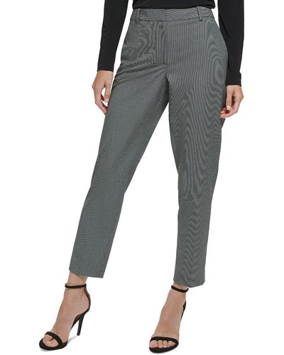 DKNY Checkered Cropped Skinny Pants - Gray