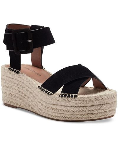 Lucky Brand Audrinah Suede Ankle Strap Espadrilles - Black