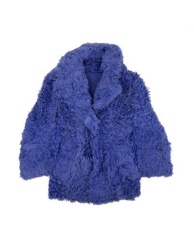 Off-White c/o Virgil Abloh Shearling Fur Coat - Blue