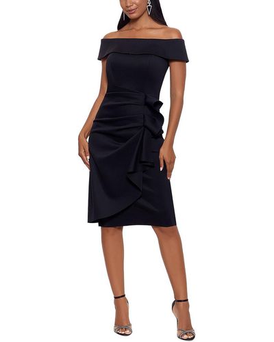 Xscape Off-the-shoulder Ruched Bodycon Dress - Blue